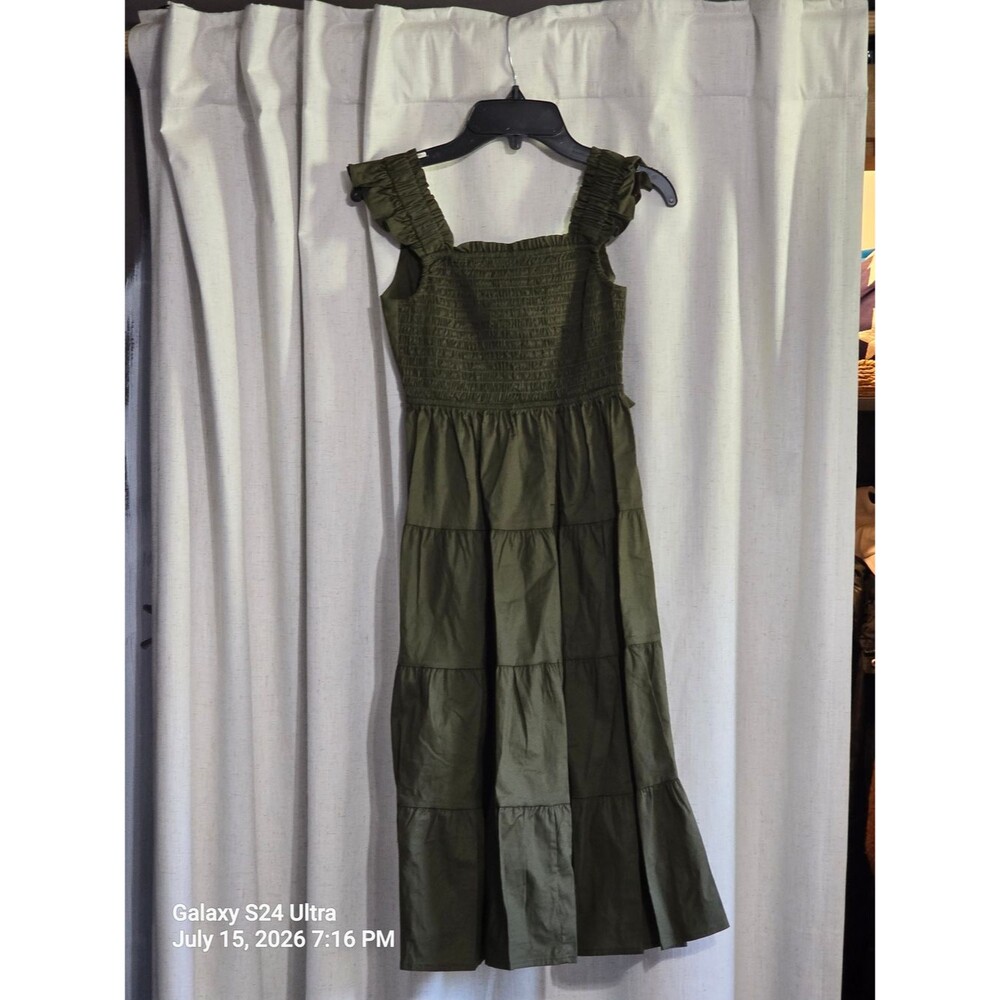 Girls Olive Green Tiered Sundress with Ruffled Straps - Poppies And Roses